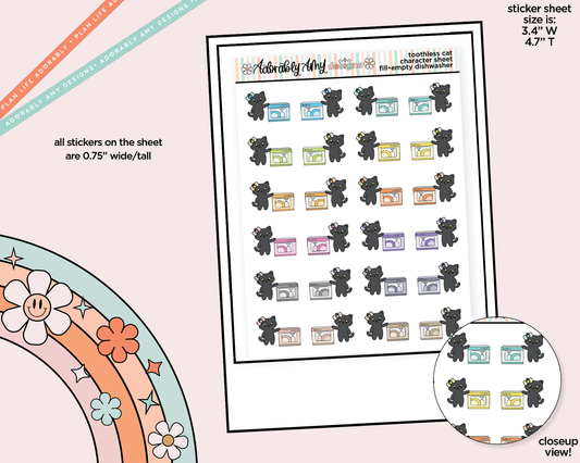 Toothless Cat Fill-Empty Dishwasher Decoration Character Planner Stickers