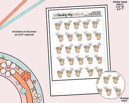 Bailee Bear Tame the Dust Bunnies Decoration Character Planner Stickers - Adorably Amy Designs