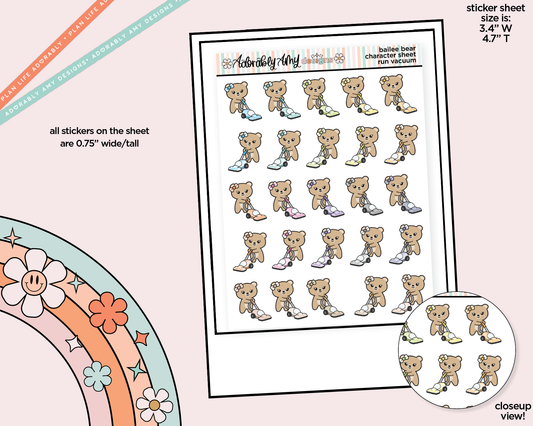 Bailee Bear Run Vacuum Decoration Character Planner Stickers