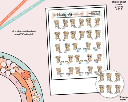 Bailee Bear Sweep & Mop Decoration Character Planner Stickers - Adorably Amy Designs
