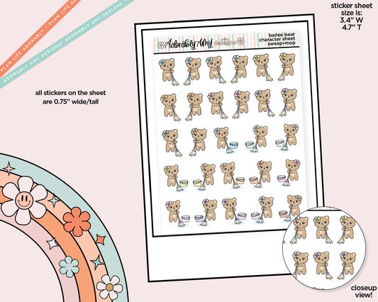 Bailee Bear Sweep & Mop Decoration Character Planner Stickers