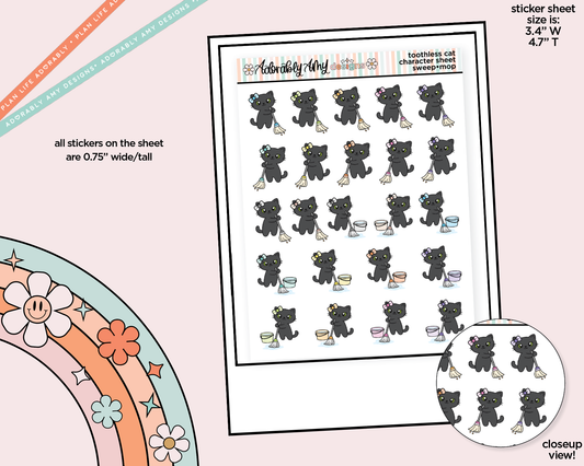 Toothless Cat Sweep & Mop Decoration Character Planner Stickers