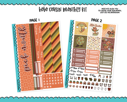 Hobonichi Cousin Monthly Pick Your Month Hello Sunshine Orange Bird Themed Planner Sticker Kit for Hobo Cousin or Similar Planners