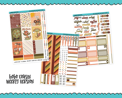 Hobonichi Cousin Weekly Hello Sunshine Orange Bird Themed Planner Sticker Kit for Hobo Cousin or Similar Planners