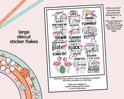 Calm the Flock Down Deco Typography Sampler Planner Stickers