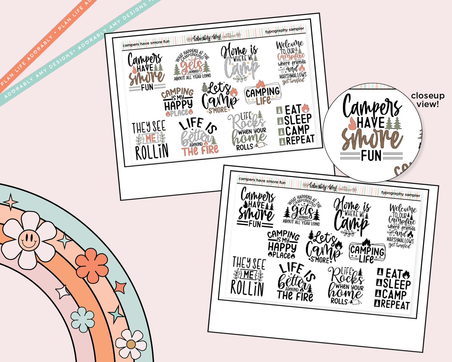 Campers Have Smore Fun Deco Typography Sampler Planner Stickers