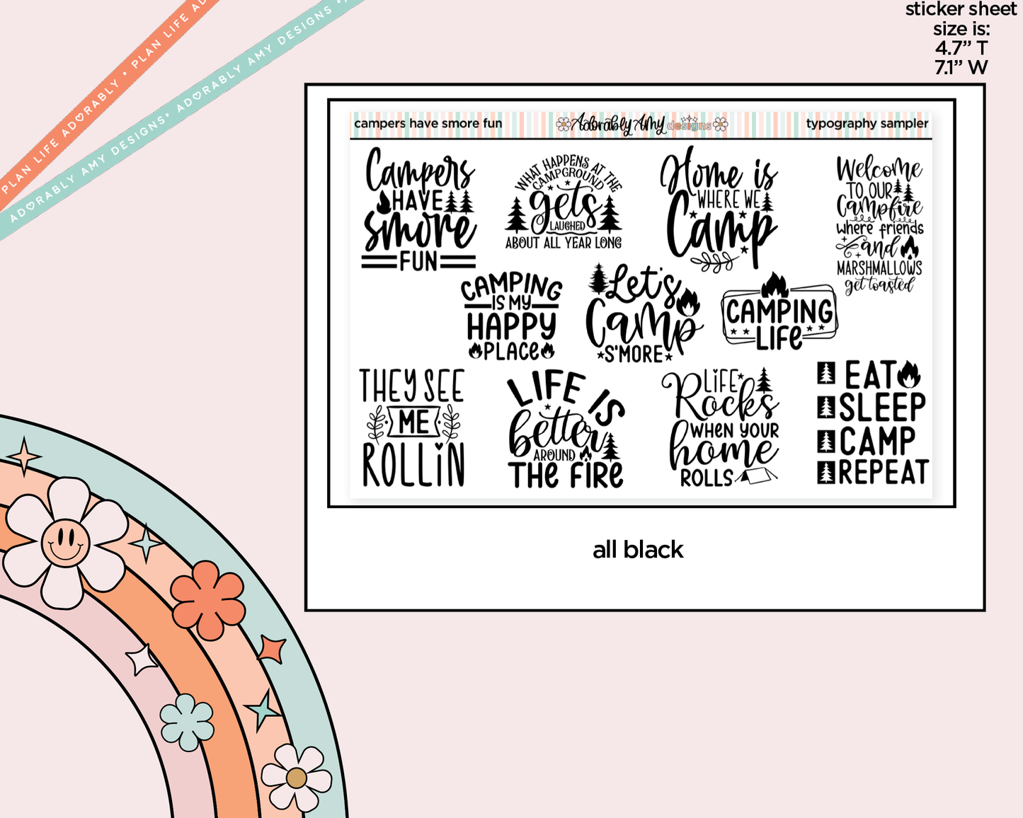 Campers Have Smore Fun Deco Typography Sampler Planner Stickers