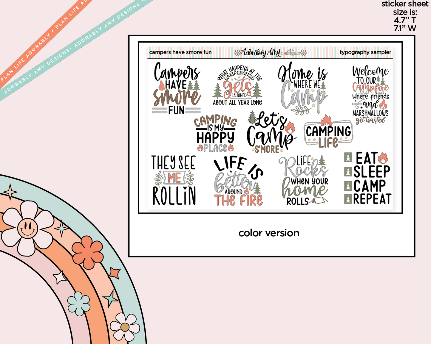 Campers Have Smore Fun Deco Typography Sampler Planner Stickers