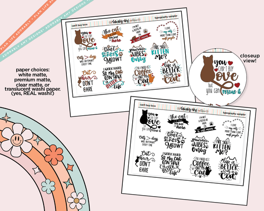 Can't Buy Love - But You Can Rescue It Deco Typography Sampler Planner Stickers