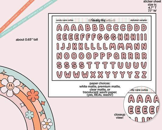 Candy Cane Cuties Alphabet Stickers Deco Typography Sampler Planner Stickers