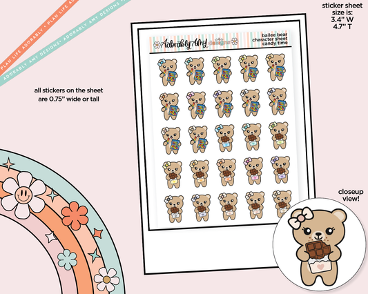 Bailee Bear Candy Time Decoration Character Planner Stickers