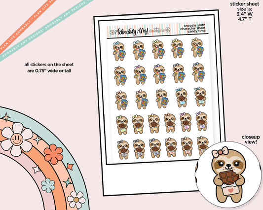 Snoozie Sloth Candy Time Decoration Character Planner Stickers