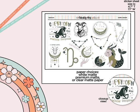 Zodiac Collection Capricorn Deco Typography Sampler Planner Stickers