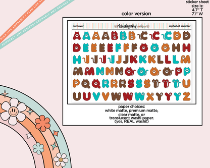 Cat Lover Alphabet Stickers Deco Typography Sampler Planner Stickers