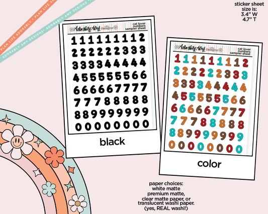 Cat Lover Number Stickers Deco Typography Sampler Planner Stickers