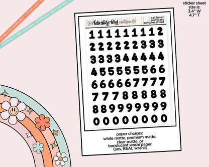 Cat Lover Number Stickers Deco Typography Sampler Planner Stickers