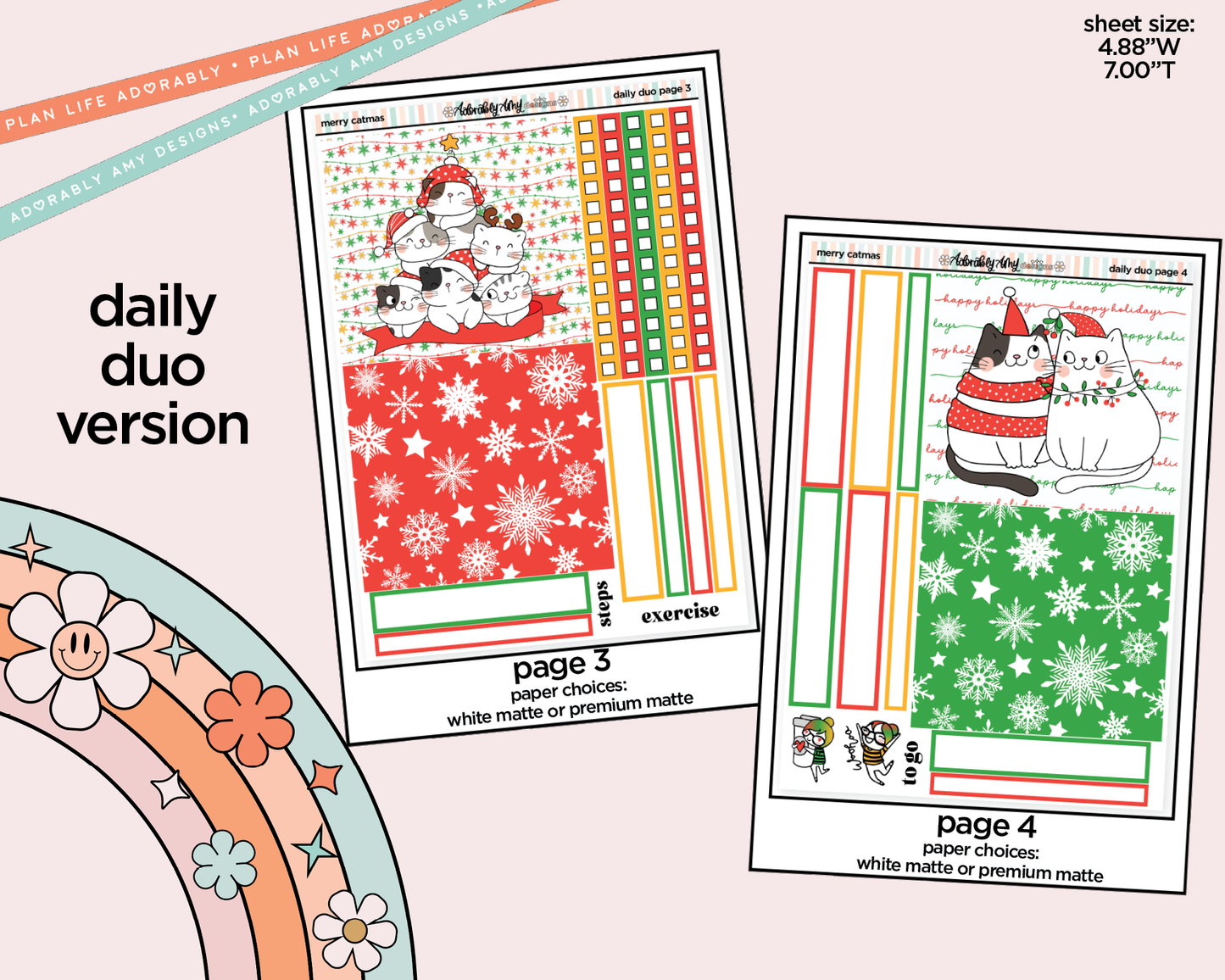 Daily Duo Merry Catmas Weekly Planner Sticker Kit for Daily Duo Planner