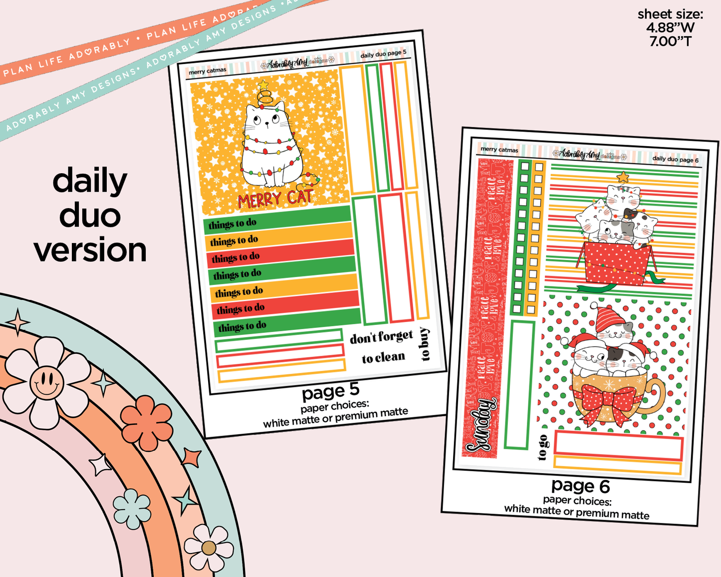 Daily Duo Merry Catmas Weekly Planner Sticker Kit for Daily Duo Planner