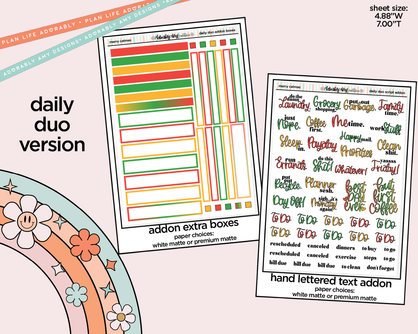 Daily Duo Merry Catmas Weekly Planner Sticker Kit for Daily Duo Planner