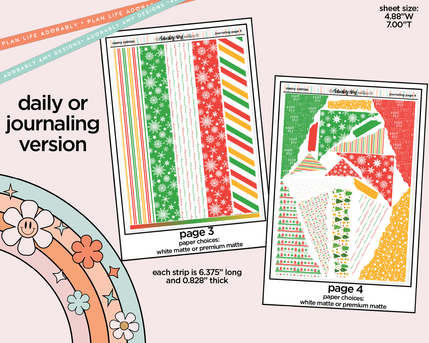 Journaling and Daily Planning Merry Catmas Planner Sticker Kit