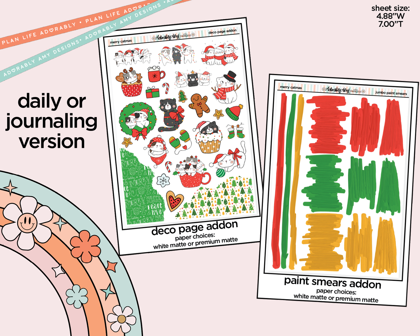 Journaling and Daily Planning Merry Catmas Planner Sticker Kit