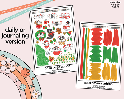 Journaling and Daily Planning Merry Catmas Planner Sticker Kit