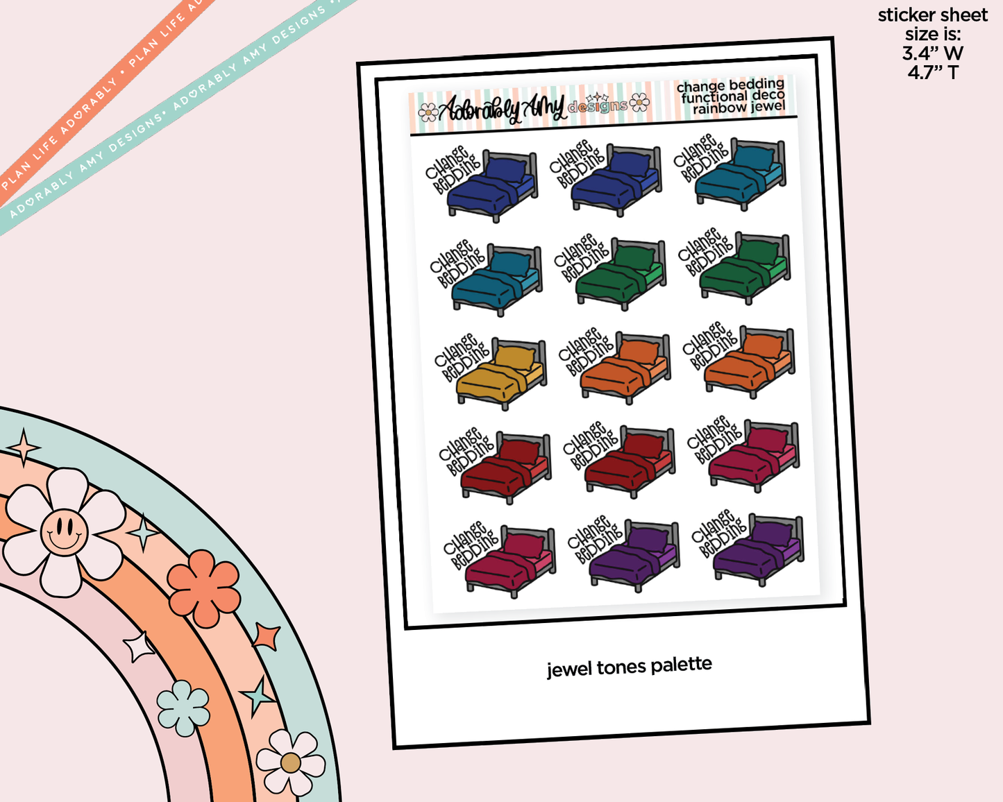 Rainbow Change Bedding Doodled Icon Stickers