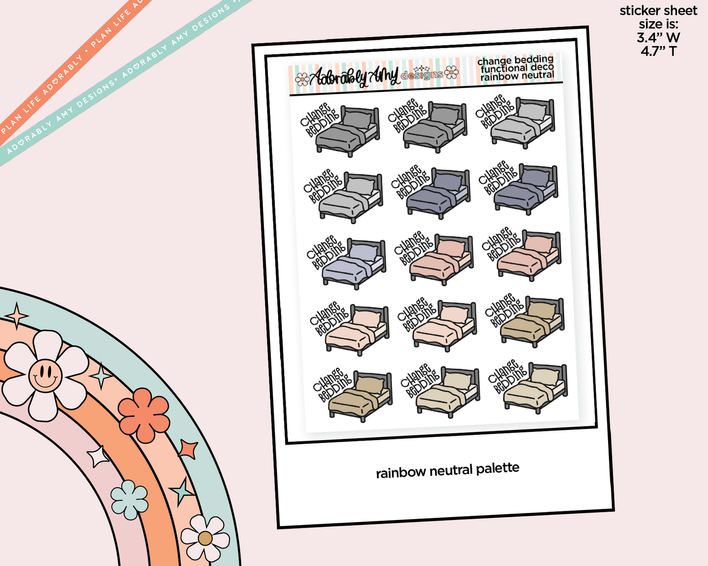 Rainbow Change Bedding Doodled Icon Stickers