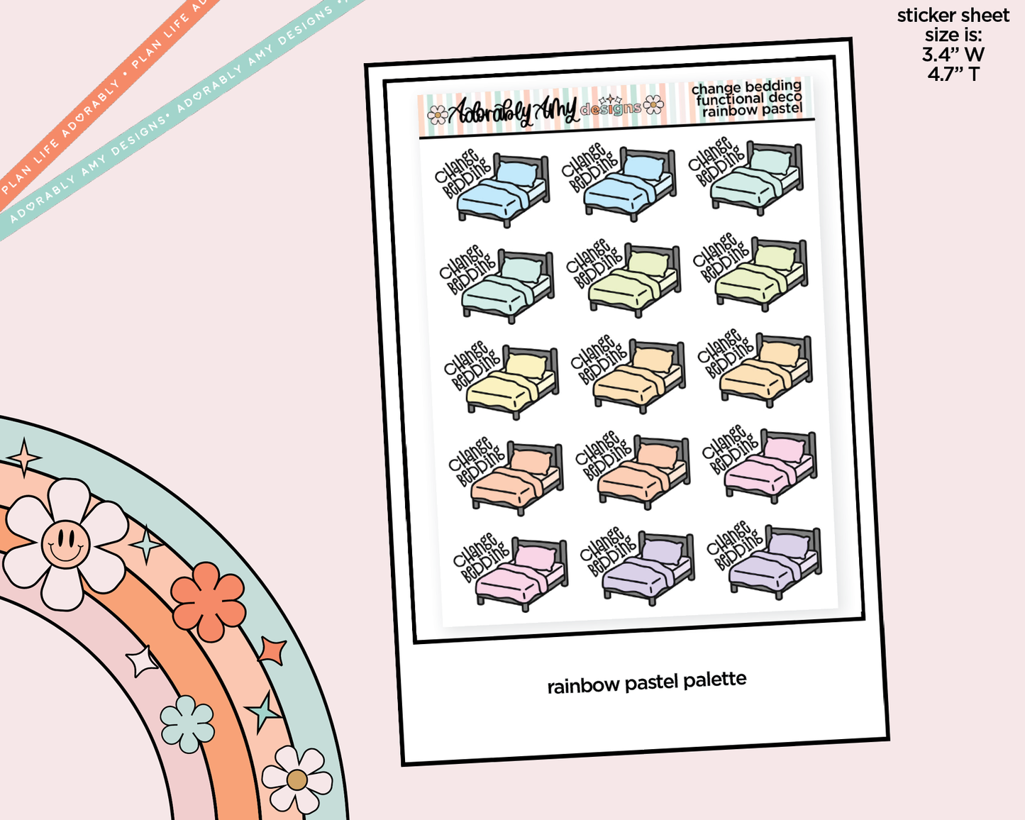 Rainbow Change Bedding Doodled Icon Stickers