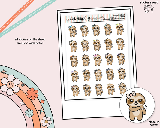 Snoozie Sloth Change Patch - Bandage Decoration Character Planner Stickers