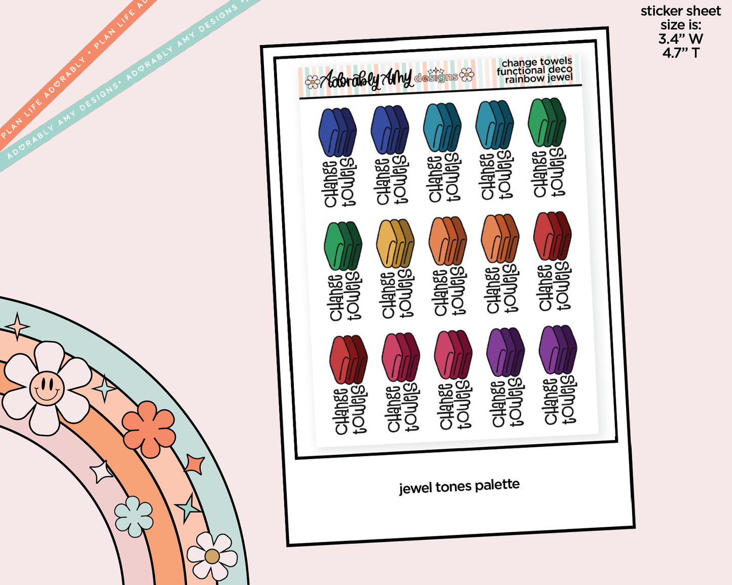 Rainbow Change Towels Doodled Icon Stickers
