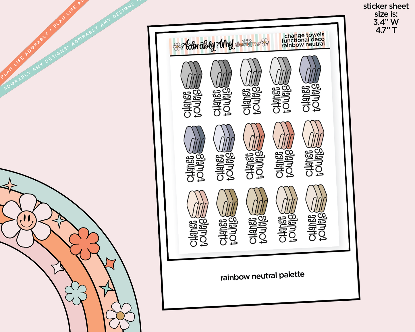 Rainbow Change Towels Doodled Icon Stickers