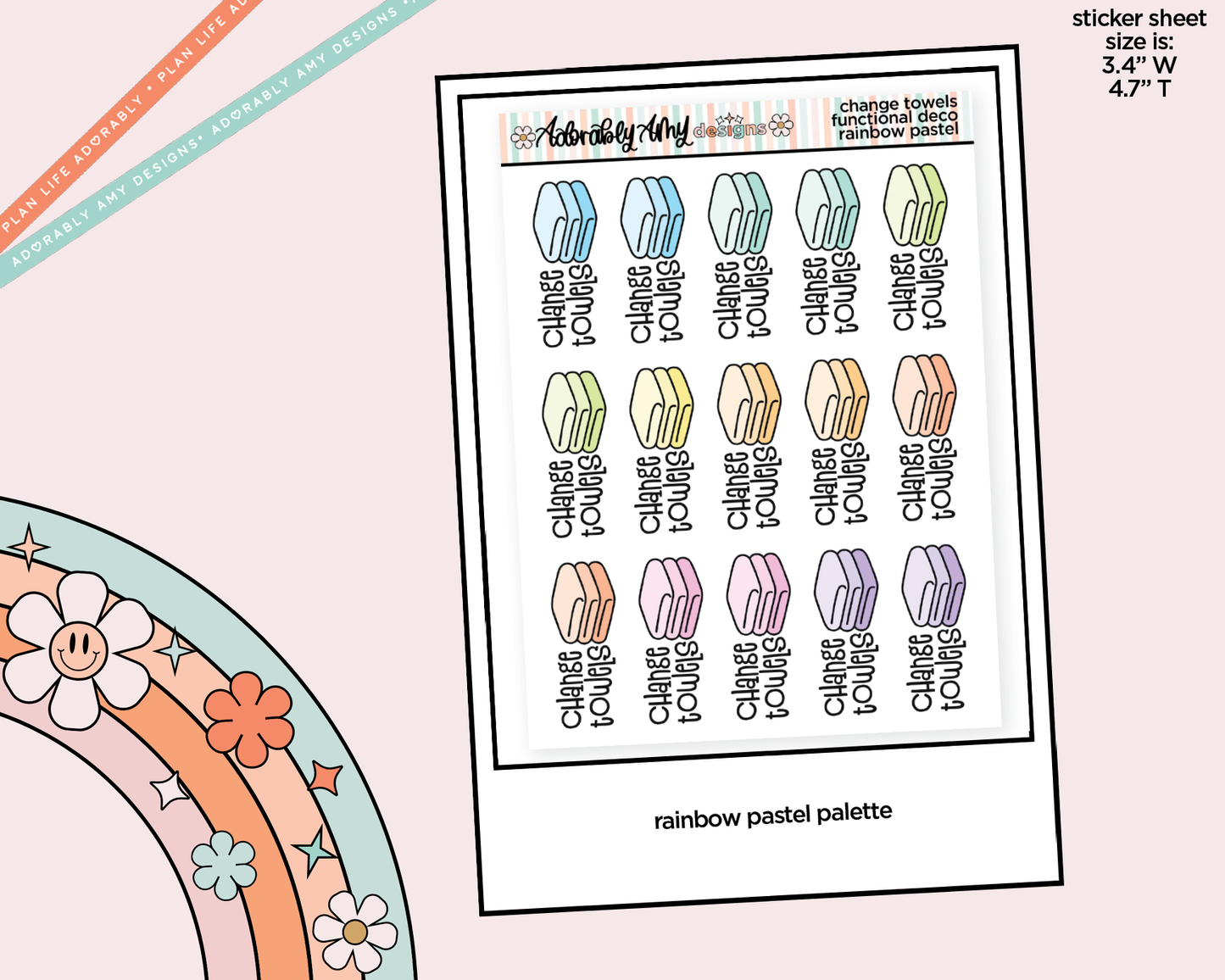 Rainbow Change Towels Doodled Icon Stickers