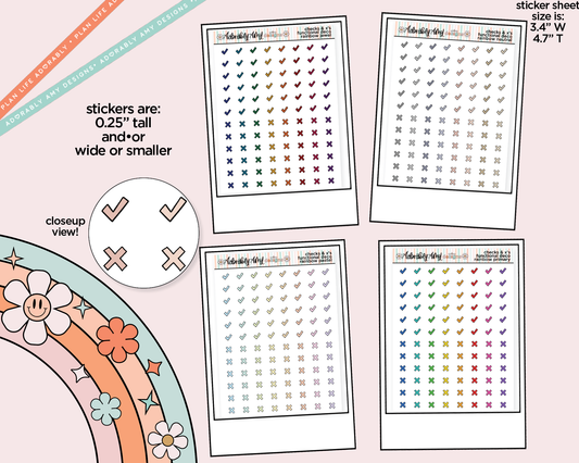 Rainbow Checks and X's Doodled Icon Stickers - Adorably Amy Designs