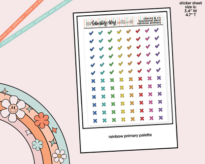 Rainbow Checks and X's Doodled Icon Stickers - Adorably Amy Designs