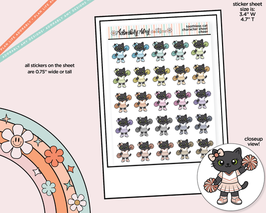 Toothless Cat Cheer Decoration Character Planner Stickers - Adorably Amy Designs