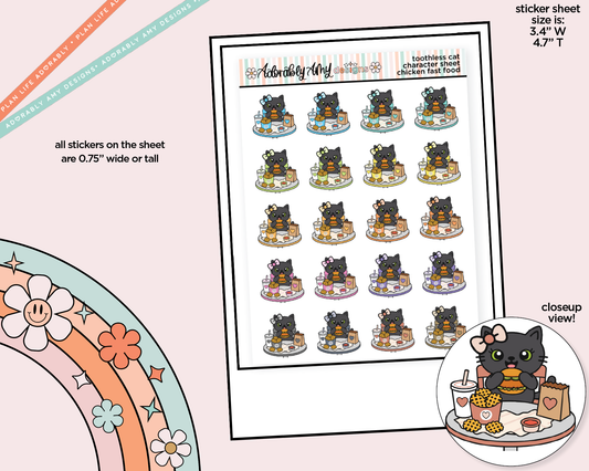 Toothless Cat Chicken Sandwich Fast Food Decoration Character Planner Stickers