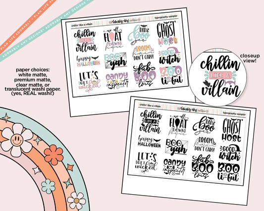 Chillin Like a Villain Deco Typography Sampler Planner Stickers
