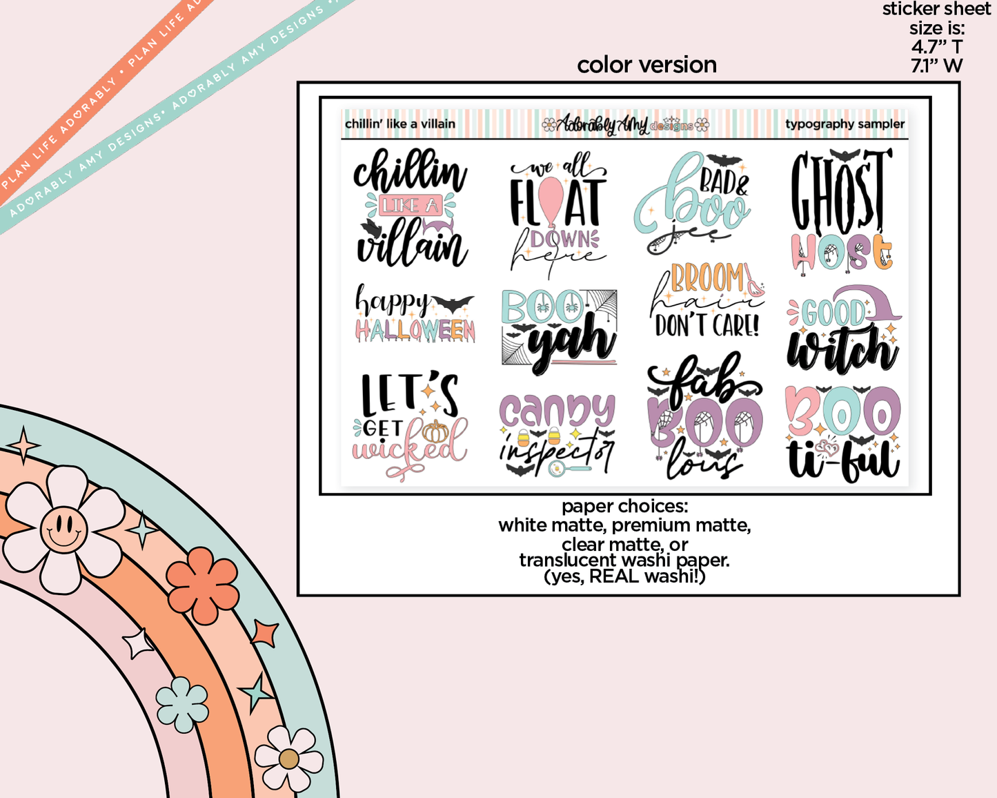 Chillin Like a Villain Deco Typography Sampler Planner Stickers