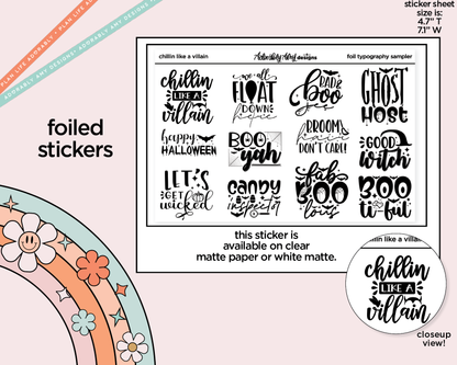 Foiled Chillin Like a Villain Deco Typography Sampler Planner Stickers