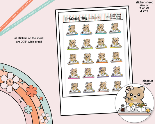 Bailee Bear Chinese Food Decoration Character Planner Stickers