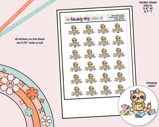 Snoozie Sloth Chip Party Decoration Character Planner Stickers