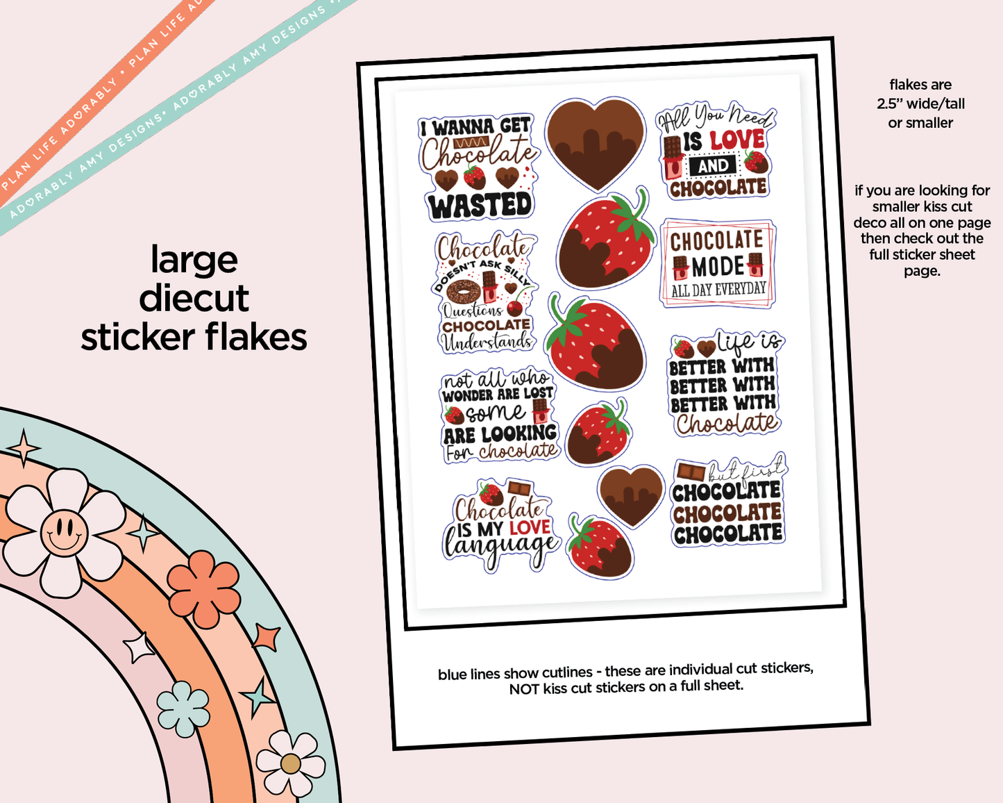 Chocolate Wasted Deco Typography Sampler Planner Stickers