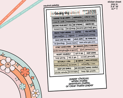 Rainbow, Black or White Quote Strips - Choose to be Happy