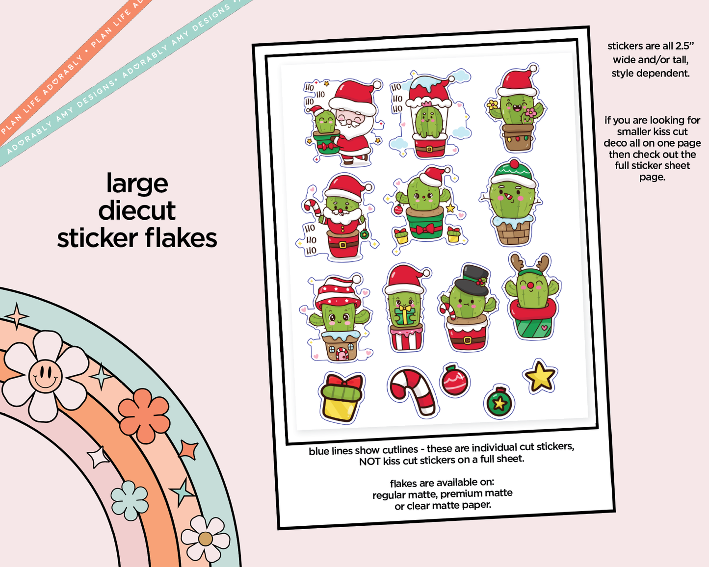 Christmas Cactuses Kawaii Decorative Planner Stickers