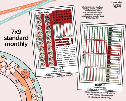 Standard 7x9 Monthly Pick Your Month Christmas Joy Planner Sticker Kit for some 7x9 Planners