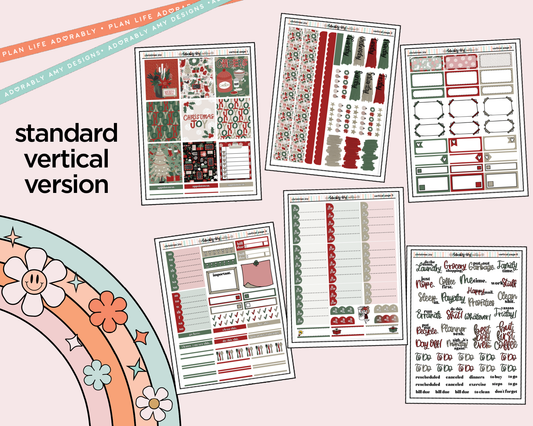 Vertical Christmas Joy Weekly Sticker Kit for Vertical Standard Size Planners or Insert