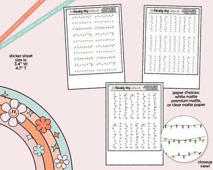 Christmas Lights Headers or Dividers Standard Size Stickers for any Planner or Insert