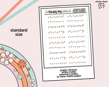 Christmas Lights Headers or Dividers Standard Size Stickers for any Planner or Insert