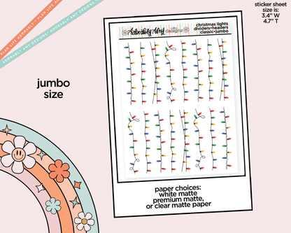 Christmas Lights Headers or Dividers Standard Size Stickers for any Planner or Insert